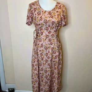 COTTAGECORE 90’s floral dress in salmon pink floral with adorable lace up sides